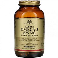 Kosher Omega-3 675 мг (Кошерная Омега-3) 100 мягких капсул (Solgar) срок 06.2023