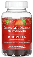 B Complex (комплекс витаминов группы В) клубника 45 жев. таблеток (California Gold Nutrition) 