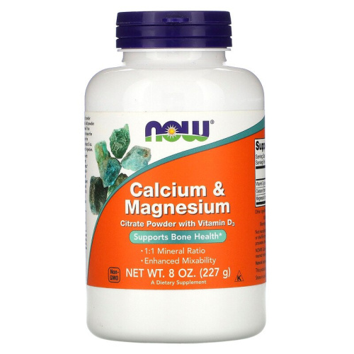 Calcium & Magnesium Citrate Powder (Кальций и магний) 227 грамм (Now Foods)