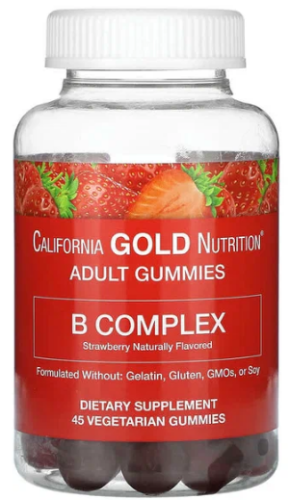 B Complex (комплекс витаминов группы В) клубника 45 жев. таблеток (California Gold Nutrition) 