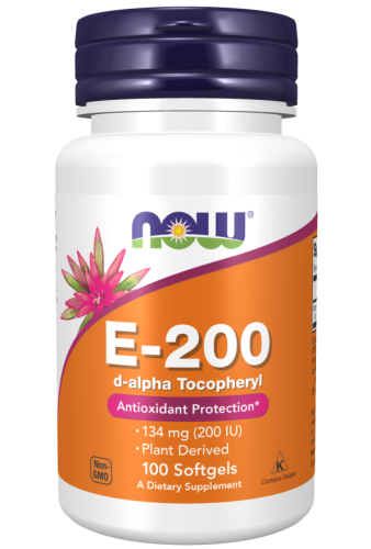 Vitamin E-200 (Витамин Е как ацетат d-альфа-токоферола) 100 мягких капсул (Now Foods)