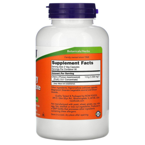 Cherry Concentratte 750 mg (Концентрат Вишни 750 мг) 180 вег капсул (Now Foods) фото 2