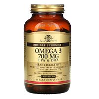 Double Strength Omega-3 700 мг with 600 mg EPA & DHA (Омега-3) 120 капсул (Solgar) *Срок 12.21
