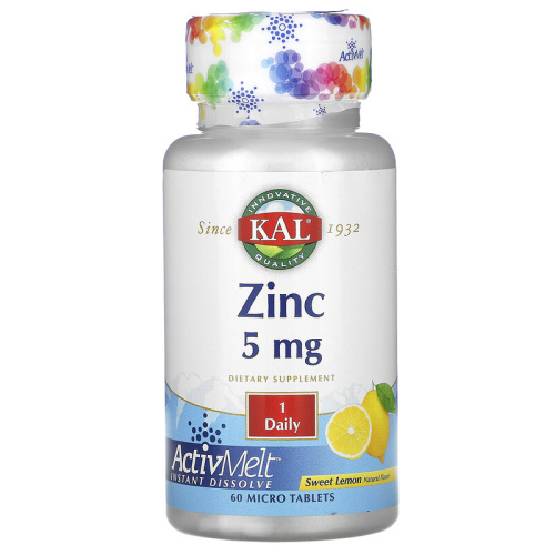 Zinc 5 mg ActivMelt (Цинк 5мг) 60 микро таблеток Сладкий лимон (KAL) фото 2
