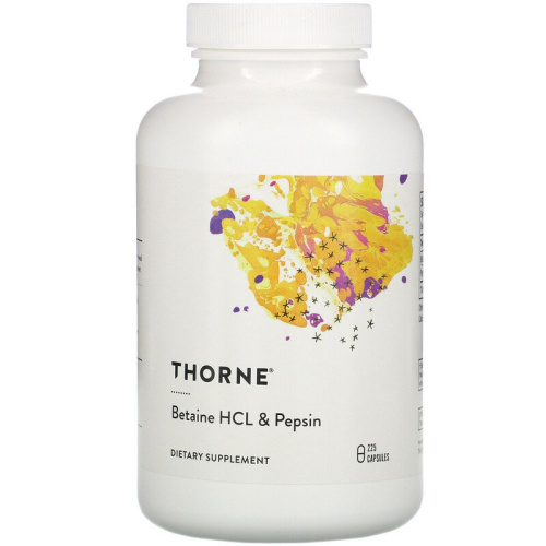 Betaine HCL & Pepsin (Бетаин гидрохлорид и Пепсин) 225 капсул (Thorne Research) срок 03/2026