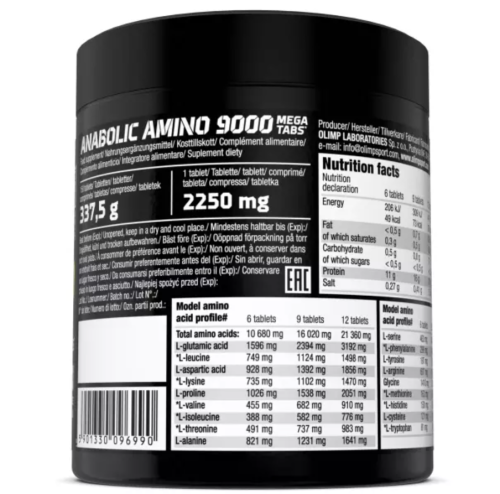 Аминокислотный комплекс Anabolic Amino 9000 mg MEGA TABS 150 таблеток (Olimp) фото 3