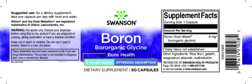 Boron Boroganic Glycine 6 mg (Бор из Альбиона Борогановый Глицин 6 мг) 60 капсул (Swanson) фото 2