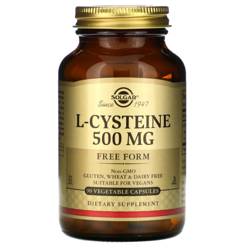 L-Cysteine 500 мг (L-Цистеин) 90 вег капсул (Solgar)