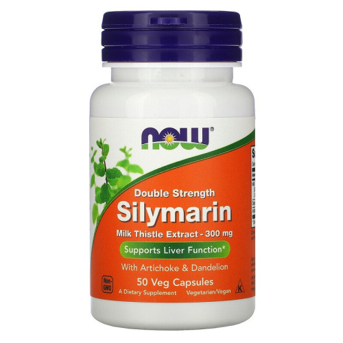 Silymarin Milk Thistle Extract 300 мг with Artichoke & Dandelion 50 капсул (Now Foods)