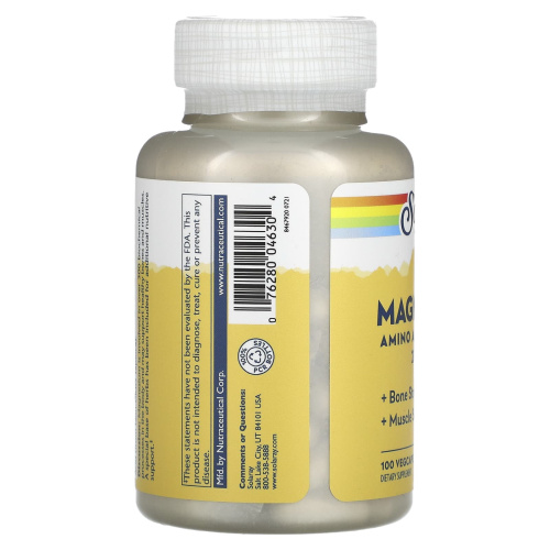 Magnesium Amino Acid Chelate 200 mg (Магний 200 мг) 100 вег. капсул (Solaray) фото 4