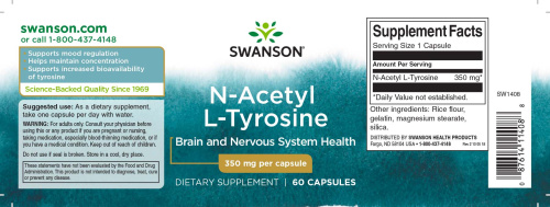 N-Acetyl L-Tyrosine 350 mg (N-ацетил-L-тирозин 350 мг) 60 капсул (Swanson) фото 3