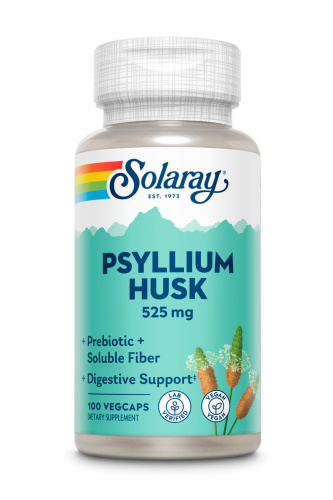 Psyllium Husk 525 mg (Шелуха семян подорожника 525 мг) 100 вег капсул (Solaray)