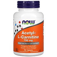 Acetyl L-Carnitine 750 мг (Ацетил L-Карнитин) 90 таблеток (Now Foods)