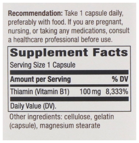 Vitamin B-1 100 мг 100 капсул (Nature's Way) фото 2