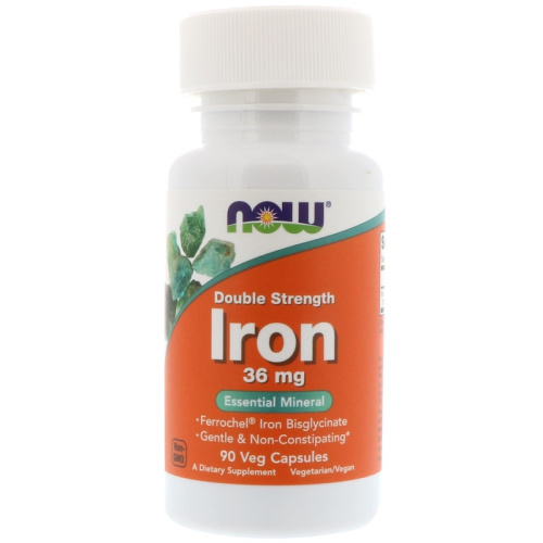 Iron 36 мг (Железо двойная сила) 90 капс (Now Foods)