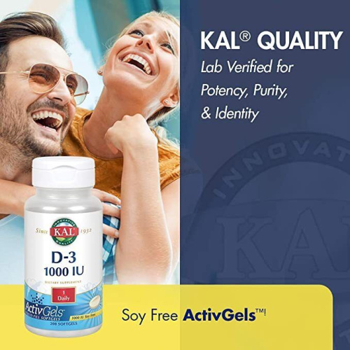 Vitamin D-3 25 mcg (1000 IU) ActivGels Витамин Д-3 25 мкг (1000 МЕ) 200 мягких капсул (KAL) фото 3