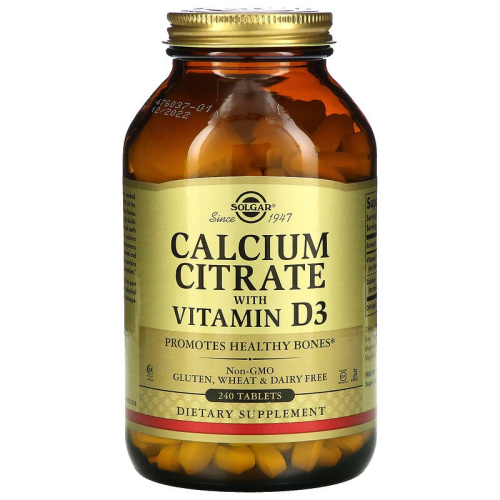Calcium Citrate with Vitamin D3 (Цитрат Кальция c витамином D3) 240 таблеток (Solgar)