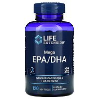 Mega EPA / DHA (Концентрированные Омега -3 кислоты) 120 мягких капсул (Life Extension)