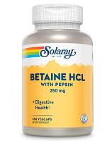 Betaine HCL 250 mg with Pepsin (Бетаин гидрохлорид c пепсином 250 мг) 180 вег капсул (Solaray)