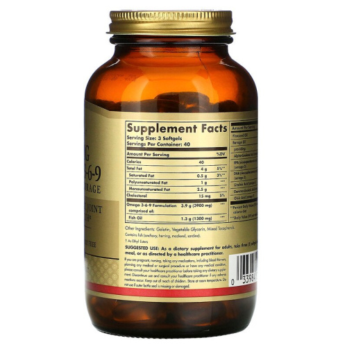 Omega 3-6-9 (Омега 3-6-9) 1300 мг 120 капсул (Solgar) фото 3