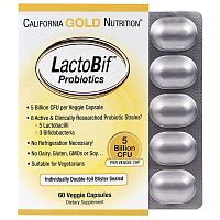 LactoBif Probiotic (Пробиотики 5 млрд КОЕ) 60 капсул (California Gold Nutrition) срок 05/23