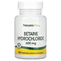 Betaine Hydrochloride 600 мг (Бетаин Гидрохлорид) 90 таблеток (NaturesPlus)