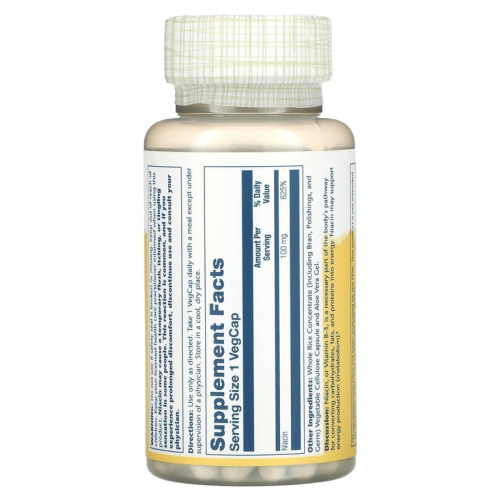 Niacin 100 mg Vitamin B-3 (Ниацин 100 мг витамин В-3) 100 вег капсул (Solaray) фото 2