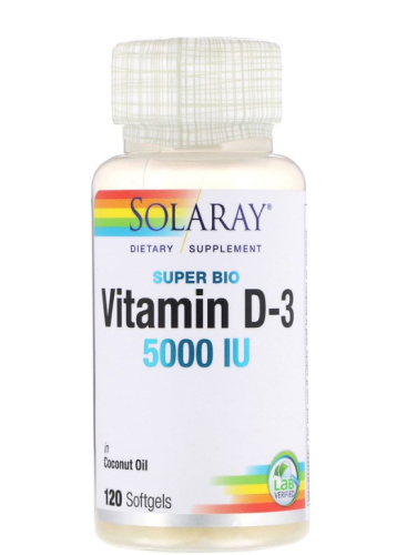 Super Bio Vitamin D-3 125 mcg 5000 IU (Витамин Д-3 5 000 МЕ) 120 мягких капсул (Solaray) фото 6