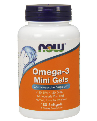 Omega-3 Mini Gels 180 капсул (Now Foods) фото 2