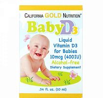 Liquid Vitamin D-3 for baby (жидкий Витамин Д-3) 10 мкг (400 IU) 10 мл (California Gold Nutrition)