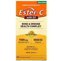 American Health Vitamin C Ester-C with D3 1000 мг/5000 МЕ 60 таблеток