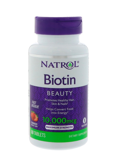 Biotin 10.000 мкг 60 табл со вкусом клубники (Natrol) фото 2