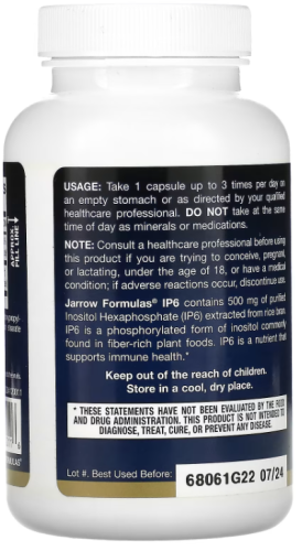 IP6 Inositol Hexaphosphate (Гексафосфат Инозитола 500 мг) 120 растительных капсул (Jarrow Formulas) фото 3