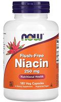 Flush-Free Niacin 250 мг (Ниацин не вызывающий покраснений) 180 вег капсул (Now Foods)