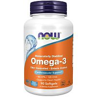 Omega-3 Molecularly Distilled 1000 мг (Омега-3) 90 капсул (Now Foods)