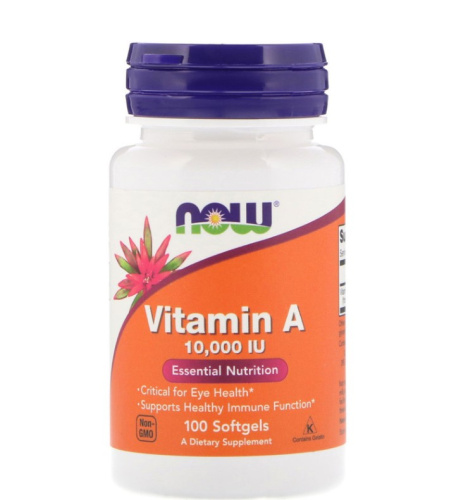Vitamin A 10000 МЕ (Витамин А) 100 мягких капсул (Now Foods) 