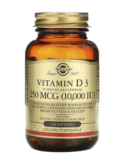 Vitamin D3 (Витамин Д3) 250 мкг (10000 IU) 120 капсул (Solgar)