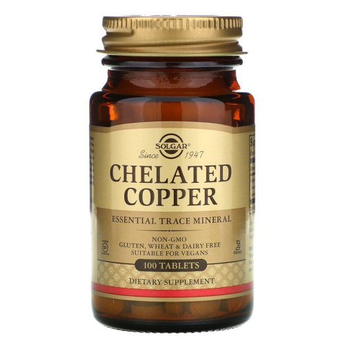 Chelated Copper (Хелатная медь) 2,5 мг 100 таблеток (Solgar)