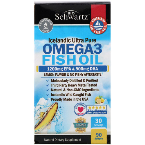 Omega-3 Fish Oil (Омега-3 Рыбий Жир Со Вкусом Лимона) 1200 мг ЭПК & 900 мг ДГК 90 кап (BioSchwart)