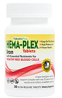 Hema-Plex SR (железо с незаменимыми веществами для здоровых эритроцитов) 30 таблеток  (Natures Plus)