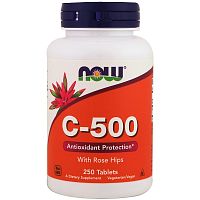 Vitamin C-500 мг (Витамин C с шиповником) 250 таблеток (Now Foods)