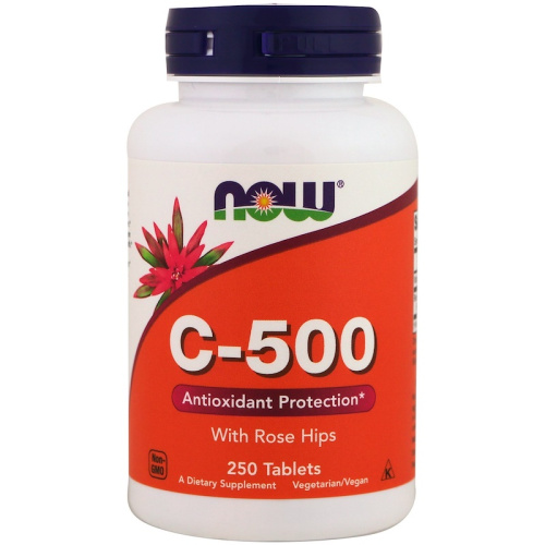 Vitamin C-500 мг (Витамин C с шиповником) 250 таблеток (Now Foods)